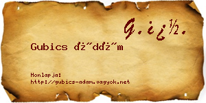Gubics Ádám névjegykártya